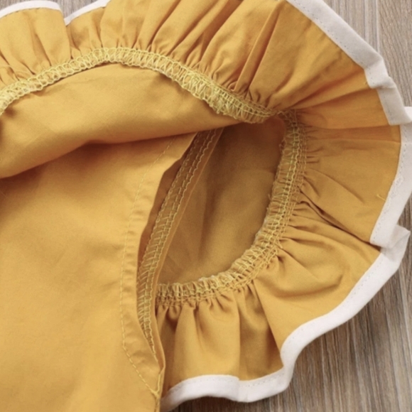 Mustard Fall Thanksgiving Dress Spring Easter Girl Outfit Clothes Dress Birthday - Picture 5 of 5